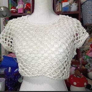 Crochet mesh crop top